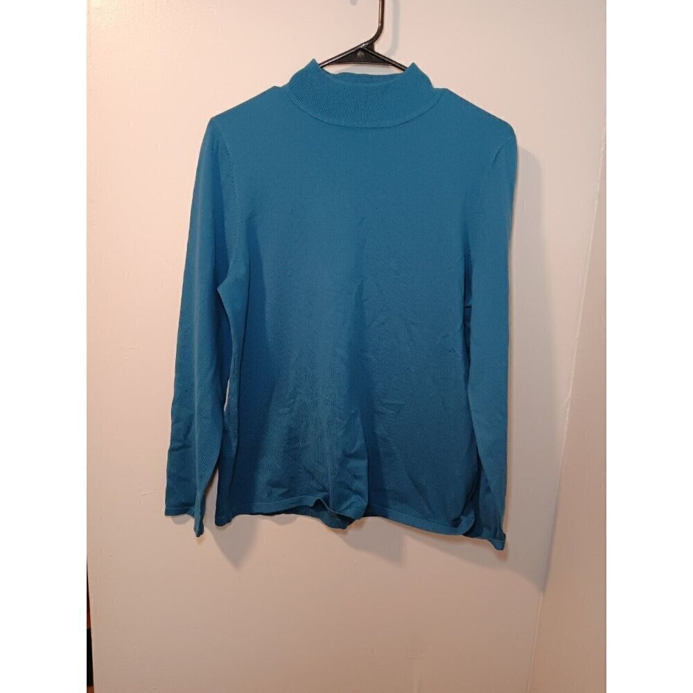 Vintage Pendleton Women’s Silk Pullover Turtleneck Knit Sweater Teal Blue Size L